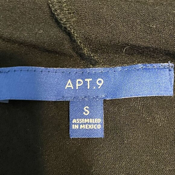 Apt 9 Yolk Neck Cardigan Sweater Black Jersey Knit Long Sleeve Open Front S - Picture 4 of 6